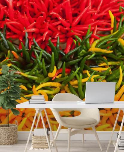 Papel Pintado Chillis Rojo, Amarillo y Verde Papel Pintado Chillis Rojo, Amarillo y Verde