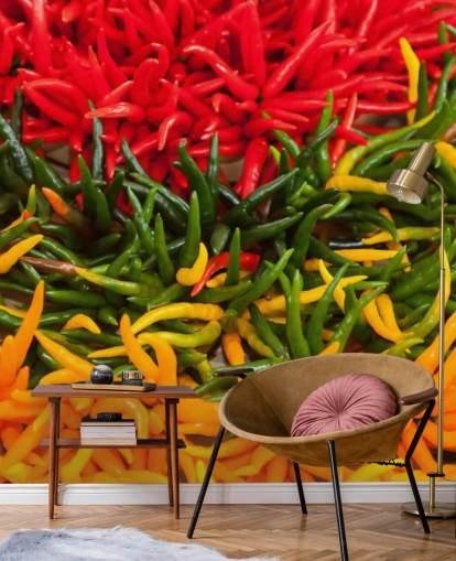Papel Pintado Chillis Rojo, Amarillo y Verde