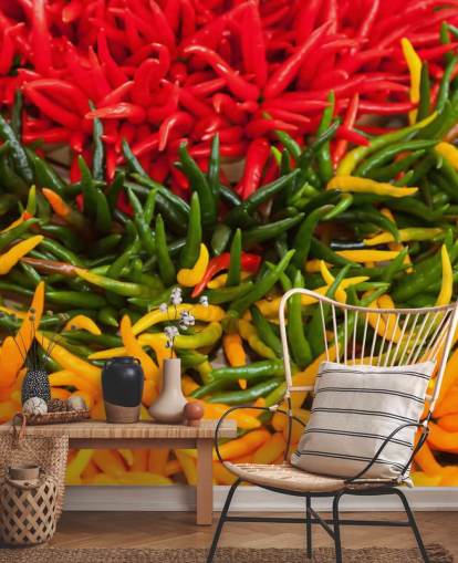 Papel Pintado Chillis Rojo, Amarillo y Verde