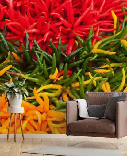 Papel Pintado Chillis Rojo, Amarillo y Verde