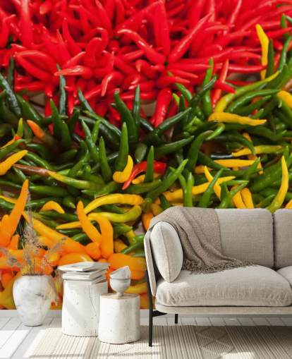 Papel Pintado Chillis Rojo, Amarillo y Verde