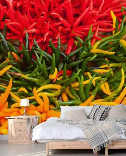 Red, Yellow and Green Chillis Wallpaper
