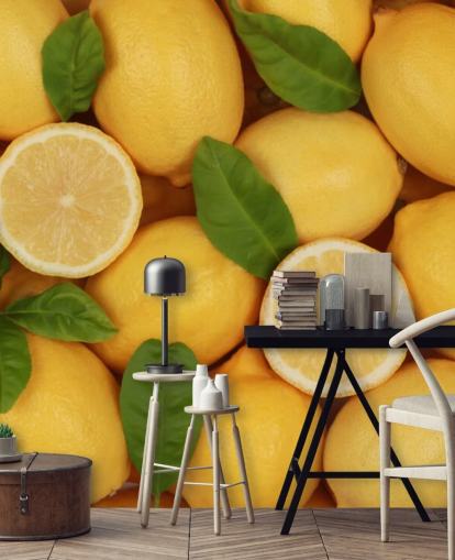 yellow lemon wallpaper mural called Zesty Lemons for kitchens yellow lemon wallpaper mural called Zesty Lemons for kitchens