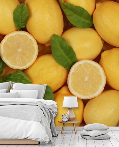 papier peint mural jaune citron appelé Zesty Lemons pour cuisines papier peint mural jaune citron appelé Zesty Lemons pour cuisines