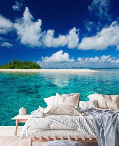Blue Waters en klein tropisch eiland behang