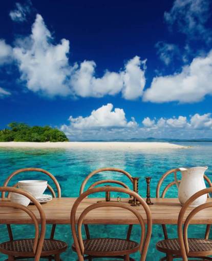 Blue Waters and Small Tropical Island Wallpaper Blue Waters and Small Tropical Island Wallpaper