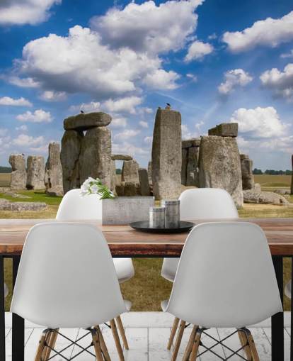 Stonehenge op een zonnige dag behang muurschildering