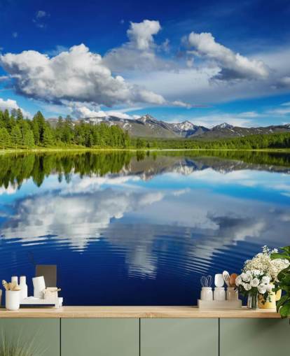 Forest By Lake Wall Mural