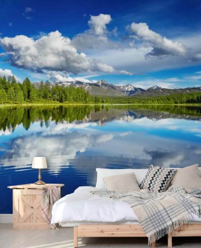 Forest By Lake Wall Mural