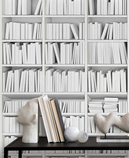 Libros blancos en un fondo de pantalla de librería blanca Libros blancos en un fondo de pantalla de librería blanca