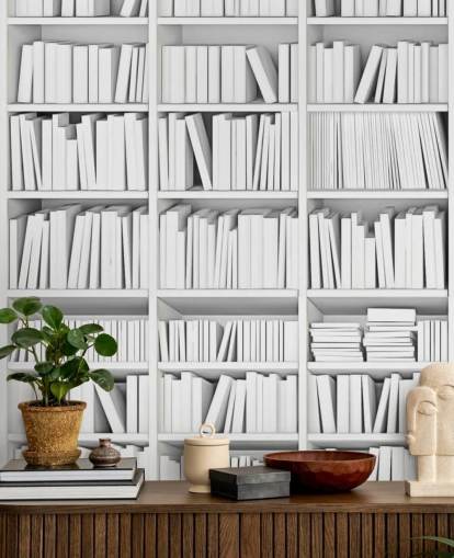 White Books on a White Bookcase Wallpaper White Books on a White Bookcase Wallpaper