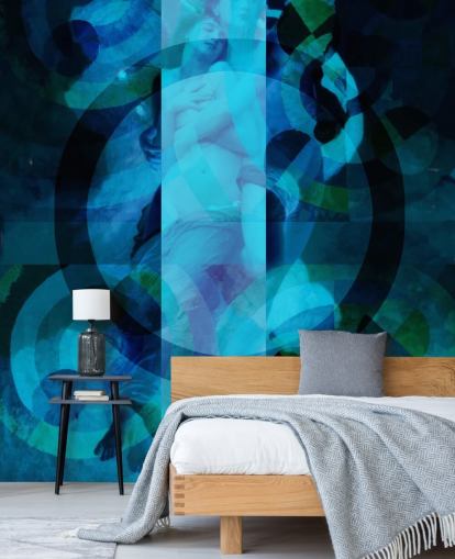 arte abstrata azul dos anjos papel de parede