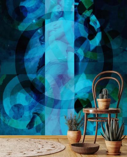 arte abstrata azul dos anjos papel de parede