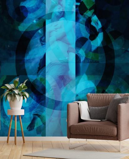 art abstrait bleu des anges papier peint