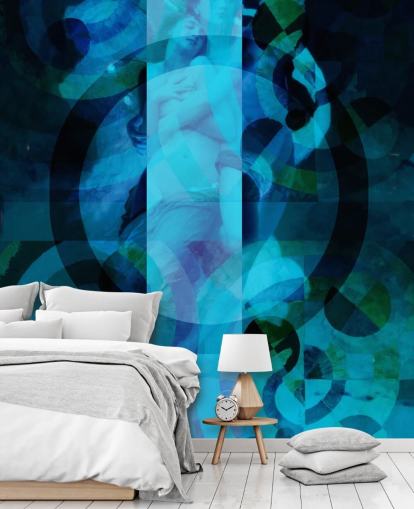 blaue abstrakte Kunst der Engel Tapete