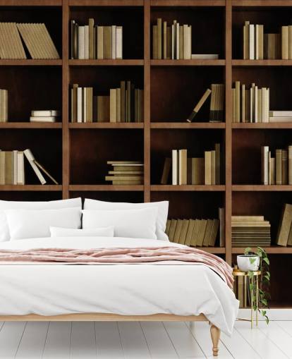 Brown Bookcase Wallpaper