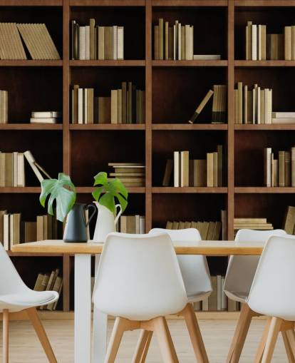 Carta da parati con libreria marrone