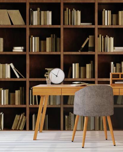 Brown Bookcase Wallpaper