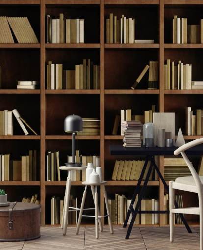 Papier Peint Bibliothèque Marron