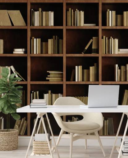 Brown Bookcase Wallpaper