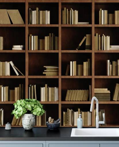 Brown Bookcase Wallpaper