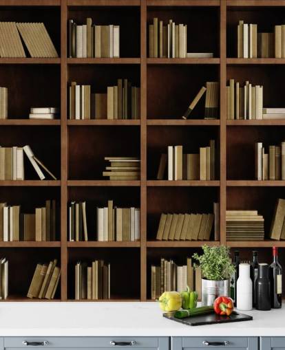 Carta da parati con libreria marrone
