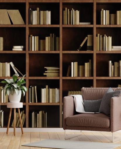 Carta da parati con libreria marrone