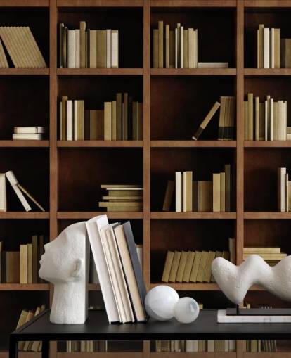 Brown Bookcase Wallpaper