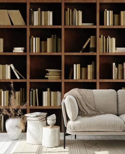 Carta da parati con libreria marrone