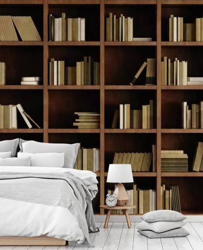 Brown Bookcase Wallpaper