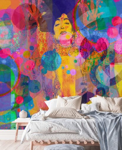 colorful custom rainbow wallpaper mural called Crazy Rainbow