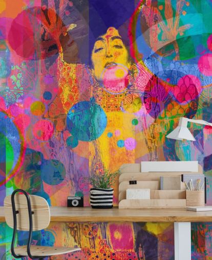 carta da parati murale colorata personalizzata arcobaleno chiamata Crazy Rainbow