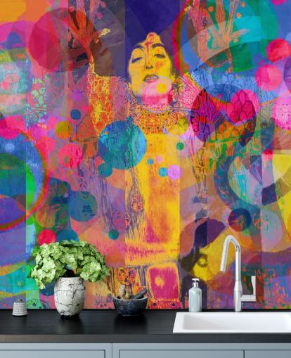 colorido mural de papel pintado de arcoíris personalizado llamado Crazy Rainbow