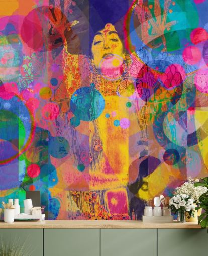 colorido mural de papel pintado de arcoíris personalizado llamado Crazy Rainbow