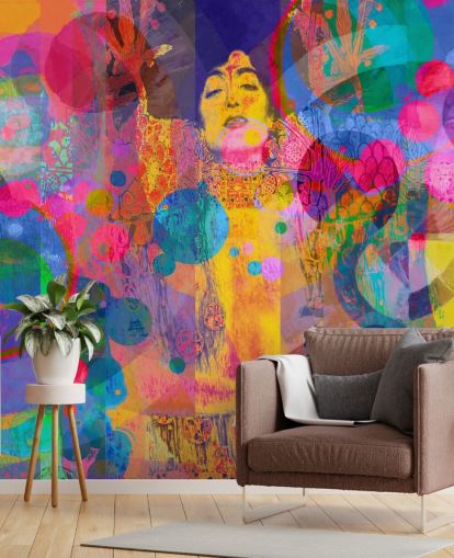 kleurrijke aangepaste regenboogbehangmuurschildering genaamd Crazy Rainbow