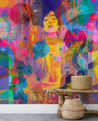 colorido mural de papel pintado de arcoíris personalizado llamado Crazy Rainbow