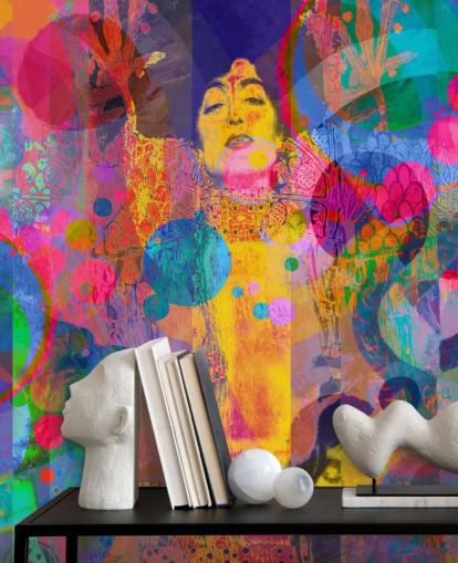 carta da parati murale colorata personalizzata arcobaleno chiamata Crazy Rainbow