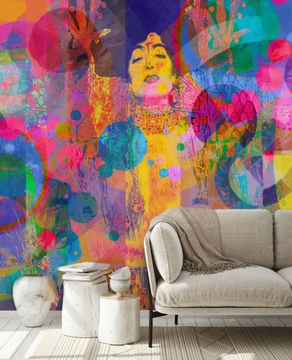 farbenfrohes kundenspezifisches Regenbogen-Tapeten-Wandbild namens Crazy Rainbow