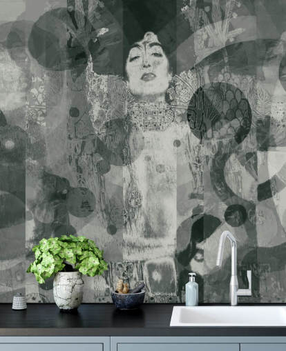 Grey Abstract Woman Wallpaper