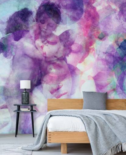 purple cloudy abstract of angels wallpaper