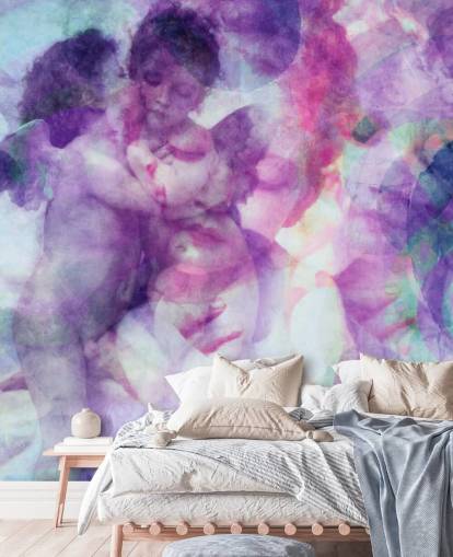 abstrait nuageux violet des anges papier peint