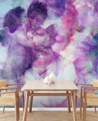 purple cloudy abstract of angels wallpaper