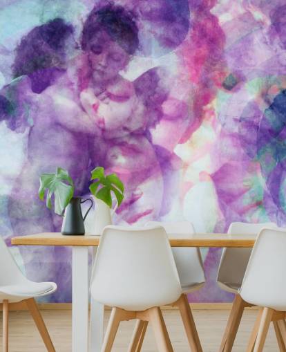 purple cloudy abstract of angels wallpaper