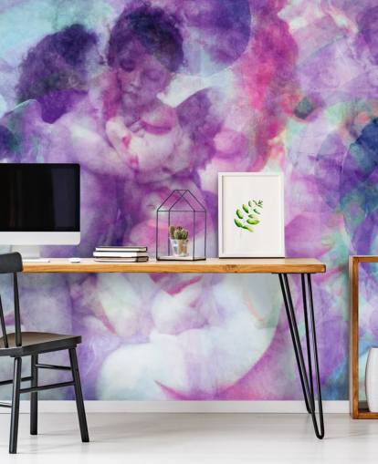 purple cloudy abstract of angels wallpaper