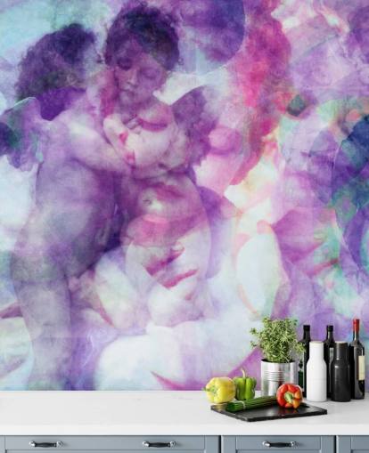 purple cloudy abstract of angels wallpaper