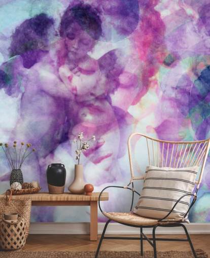 purple cloudy abstract of angels wallpaper