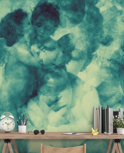 papel pintado abstracto ángel turquesa