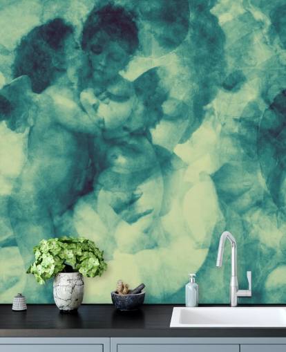 angel turquoise abstract wallpaper