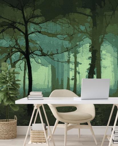 Mural de parede verde-ilusão por Studio Arterie