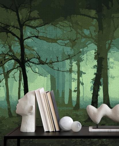 Mural de pared verde ilusión de Studio Arterie